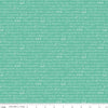 Image of Awakening Garden's Promise Sea Glass quilting cotton fabric by Cherry Guidry for Riley Blake Designs. Features text on a blue background. Cute Little Fabric Shop.