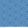 Image of Blue Blooms and Threads Scissors Blue quilting cotton fabric by Christopher Thompson for Riley Blake Designs. Features scissors on a blue background. Cute Little Fabric Shop.