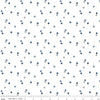 Image of Blue Blooms and Threads Ditzy White quilting cotton fabric by Christopher Thompson for Riley Blake Designs. Features flowers on a white background. Cute Little Fabric Shop.