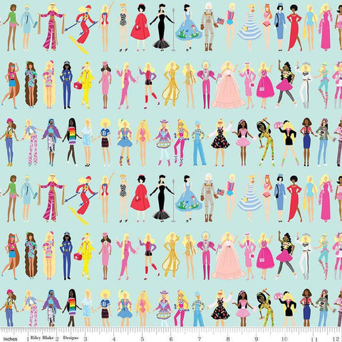 Barbie World Barbie Dolls CD15021 Powder - Official Licensed Product - DIGITALLY PRINTED - Quilting Cotton Fabric
