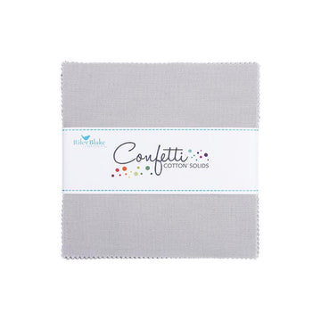 DEAL Confetti Cottons Silver 5" Stacker Bundle 5-120-SILVER-42 - Riley Blake - 42-piece Precut - Quilting Cotton