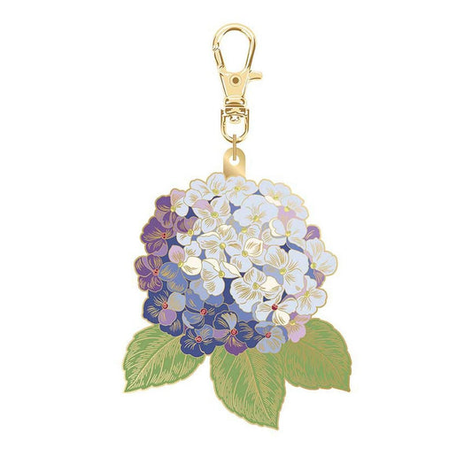 Hydrangea Enamel Charm ST-46812 Pink Blue - Riley Blake Designs - Floral Zipper Pull - 2"x3"