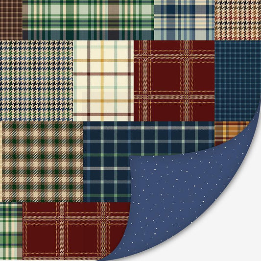Image of Double Lush Velvet Plaid-Venture Club polyester by The RBD Designers for Riley Blake Designs. Features plaid on a blue background. Cute Little Fabric Shop.