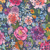 Image of Soulstice Wide Back Navy quilting cotton fabric by Create Joy Project for Moda Fabrics. Features watercolor flowers on a blue background. Cute Little Fabric Shop.
