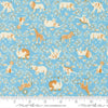 Image of Animal Park Fun Animal Crackers Sky quilting cotton fabric by Stacy Iest Hsu for Moda Fabrics. Features animals on a blue background. Cute Little Fabric Shop.