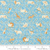 Image of Animal Park Fun Animal Crackers Sky quilting cotton fabric by Stacy Iest Hsu for Moda Fabrics. Features animals on a blue background. Cute Little Fabric Shop.