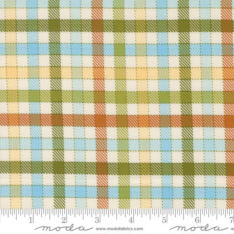 Image of Animal Park Fun Checks Iguana quilting cotton fabric by Stacy Iest Hsu for Moda Fabrics. Features animals on a cream background. Cute Little Fabric Shop.