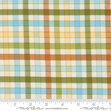 Image of Animal Park Fun Checks Iguana quilting cotton fabric by Stacy Iest Hsu for Moda Fabrics. Features animals on a cream background. Cute Little Fabric Shop.