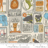 Image of Animal Park Fun Vintage Dove quilting cotton fabric by Stacy Iest Hsu for Moda Fabrics. Features animals on a cream background. Cute Little Fabric Shop.