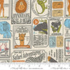 Image of Animal Park Fun Vintage Dove quilting cotton fabric by Stacy Iest Hsu for Moda Fabrics. Features animals on a cream background. Cute Little Fabric Shop.