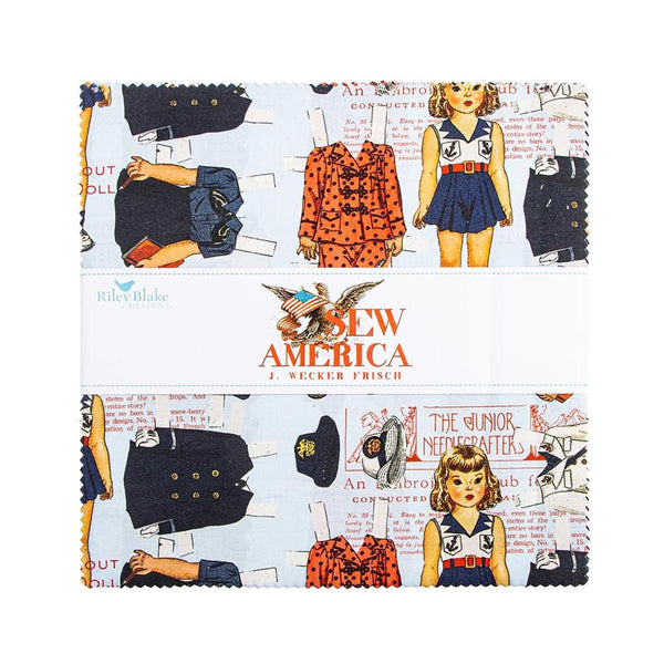 DEAL Sew America 10" Stacker 10-17340-42 - Riley Blake - Patriotic - 42-Piece Precut - Quilting Cotton Fabric