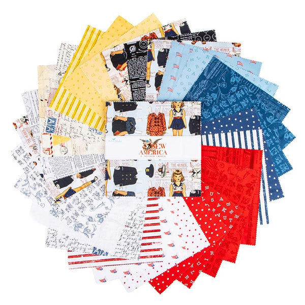 DEAL Sew America 10" Stacker 10-17340-42 - Riley Blake - Patriotic - 42-Piece Precut - Quilting Cotton Fabric