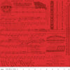 Image of Sew America Patriotic Text Red quilting cotton fabric by J. Wecker Frisch for Riley Blake Designs. Features vintage American sheet music on a red background. Cute Little Fabric Shop.