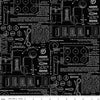 Image of Sew America Sewing Notes Black quilting cotton fabric by J. Wecker Frisch for Riley Blake Designs. Features vintage American sewing notes on a black background. Cute Little Fabric Shop.