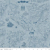 Image of Independence Colonial Map Blue quilting cotton fabric by The RBD Designers for Riley Blake Designs. Features map on a blue background. Cute Little Fabric Shop.