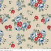 Image of Independence Floral Beige quilting cotton fabric by The RBD Designers for Riley Blake Designs. Features flowers on a cream background. Cute Little Fabric Shop.