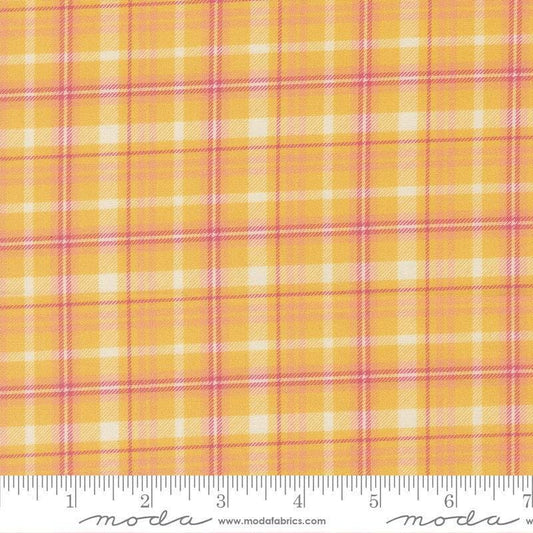 Image of Cannon Beach Plaid Sunshine quilting cotton fabric by Crystal Manning for Moda Fabrics. Features plaid on an orange background. Cute Little Fabric Shop.