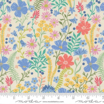 Image of Cannon Beach Blooms Cream quilting cotton fabric by Crystal Manning for Moda Fabrics. Features flowers on a cream background. Cute Little Fabric Shop.