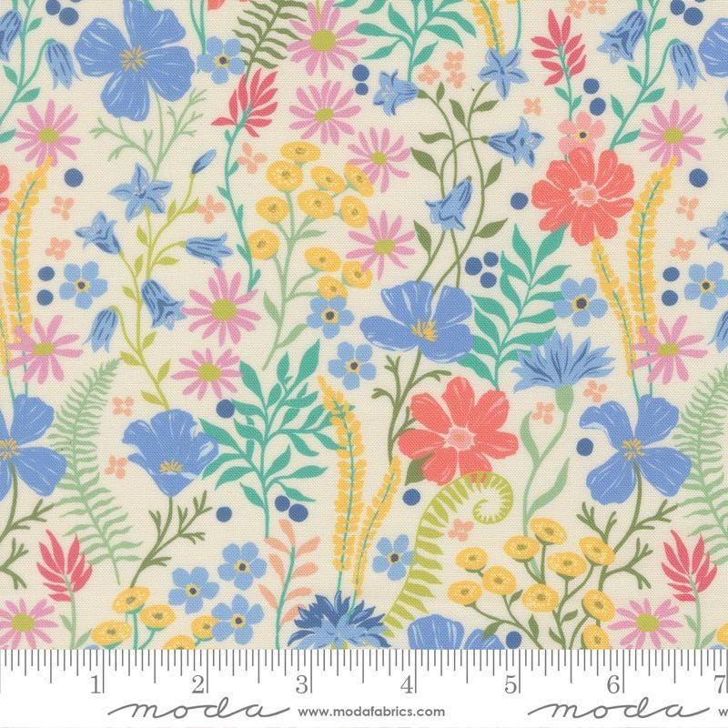 Image of Cannon Beach Blooms Cream quilting cotton fabric by Crystal Manning for Moda Fabrics. Features flowers on a cream background. Cute Little Fabric Shop.