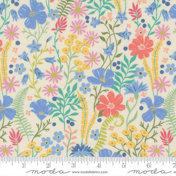 Image of Cannon Beach Blooms Cream quilting cotton fabric by Crystal Manning for Moda Fabrics. Features flowers on a cream background. Cute Little Fabric Shop.