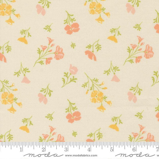 Image of Cannon Beach Astoria Cream quilting cotton fabric by Crystal Manning for Moda Fabrics. Features flowers on a cream background. Cute Little Fabric Shop.
