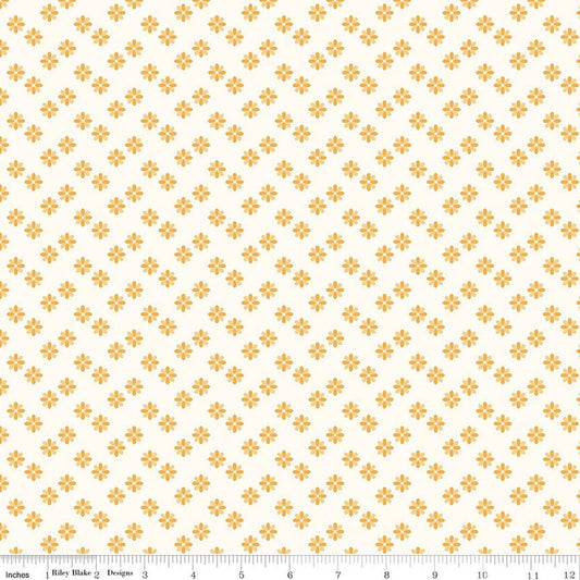 Image of Meadow Moments Flower Sprinkle Cream quilting cotton pattern by Little Forest Atelier for Riley Blake Designs. Features flowers on a cream background. Cute Little Fabric Shop.