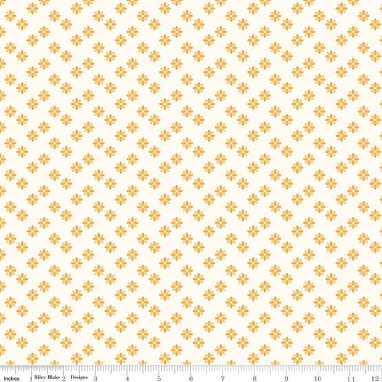 Image of Meadow Moments Flower Sprinkle Cream quilting cotton pattern by Little Forest Atelier for Riley Blake Designs. Features flowers on a cream background. Cute Little Fabric Shop.