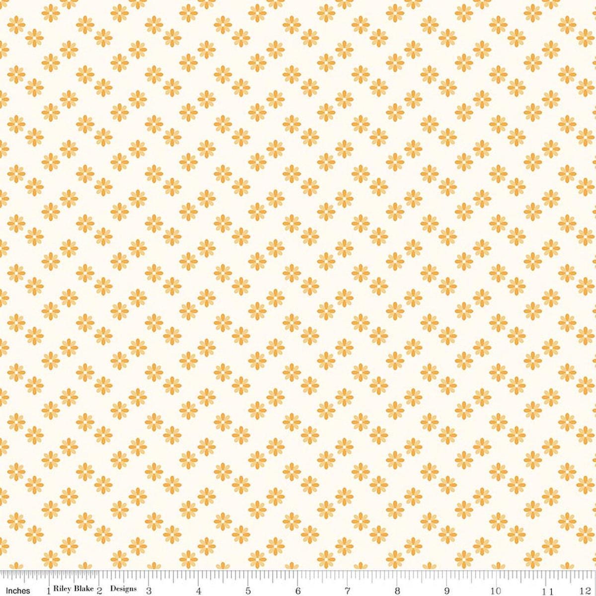 Image of Meadow Moments Flower Sprinkle Cream quilting cotton pattern by Little Forest Atelier for Riley Blake Designs. Features flowers on a cream background. Cute Little Fabric Shop.