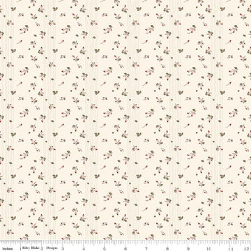 Image of Renew Rosebuds Latte quilting cotton fabric by Sandy Gervais for Riley Blake Designs. Features flowers on a cream background. Cute Little Fabric Shop.
