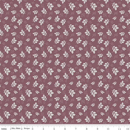 Image of Renew Leaves Purple quilting cotton fabric by Sandy Gervais for Riley Blake Designs. Features leaves on a purple background. Cute Little Fabric Shop.