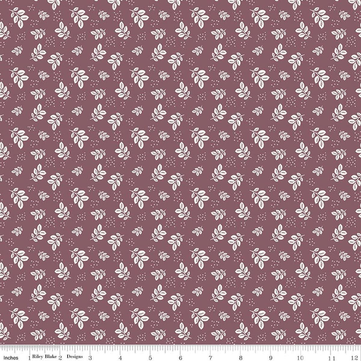 Image of Renew Leaves Purple quilting cotton fabric by Sandy Gervais for Riley Blake Designs. Features leaves on a purple background. Cute Little Fabric Shop.