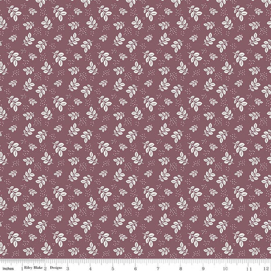 Image of Renew Leaves Purple quilting cotton fabric by Sandy Gervais for Riley Blake Designs. Features leaves on a purple background. Cute Little Fabric Shop.