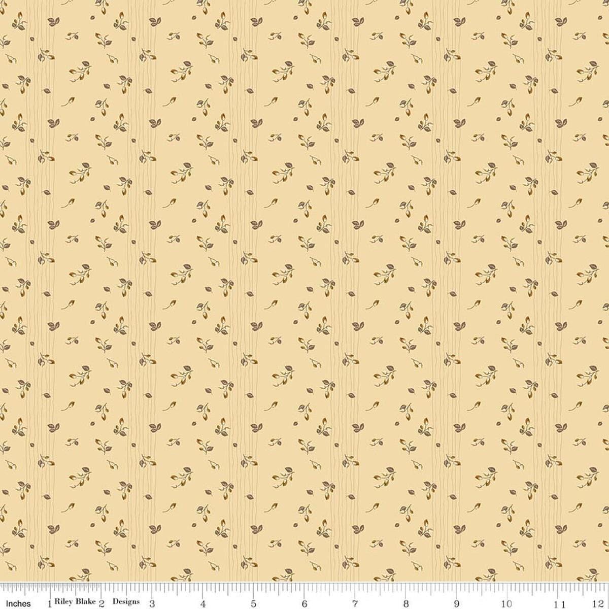 Image of Renew Rosebuds Yellow quilting cotton fabric by Sandy Gervais for Riley Blake Designs. Features flowers on a yellow background. Cute Little Fabric Shop.