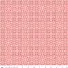 Image of Renew Tile Coral quilting cotton fabric by Sandy Gervais for Riley Blake Designs. Features squares on a pink background. Cute Little Fabric Shop.