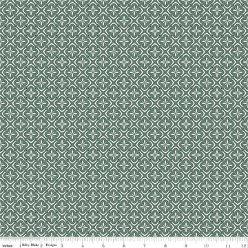 Image of Renew Tile Aqua quilting cotton fabric by Sandy Gervais for Riley Blake Designs. Features squares on a blue background. Cute Little Fabric Shop.