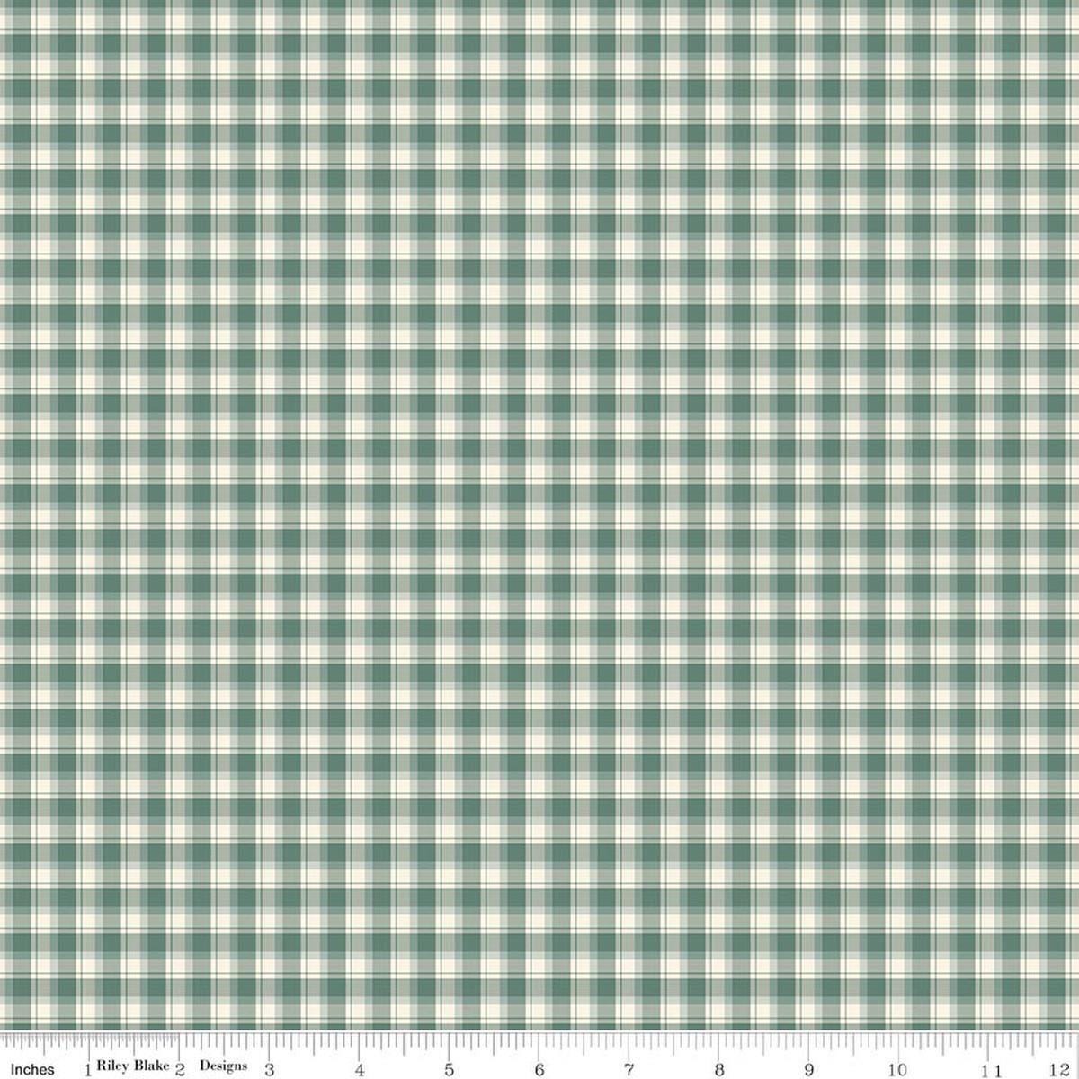 Image of Renew Plaid Aqua quilting cotton fabric by Sandy Gervais for Riley Blake Designs. Features plaid on a blue background. Cute Little Fabric Shop.