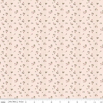 Image of Renew Rosebuds Pink quilting cotton fabric by Sandy Gervais for Riley Blake Designs. Features flowers on a pink background. Cute Little Fabric Shop.
