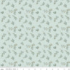 Image of Renew Sweet Pea Bleached Denim quilting cotton fabric by Sandy Gervais for Riley Blake Designs. Features flowers on a blue background. Cute Little Fabric Shop.