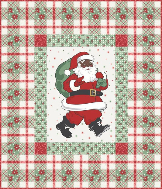 SALE Holly Jolly Panel Santa Christmas Quilt Kit KIT31180B - Moda Pattern & Quilting Cotton Fabric