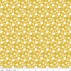 Image of Serendipity 2 Flower Bed Golden quilting cotton fabric by Minki Kim for Riley Blake Designs. Features flowers on a yellow background. Cute Little Fabric Shop.
