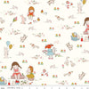 Image of Serendipity 2 Main Cream quilting cotton fabric by Minki Kim for Riley Blake Designs. Features a picnic scene on a cream background. Cute Little Fabric Shop.