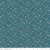 Image of Serendipity 2 Floral Raindrop quilting cotton fabric by Minki Kim for Riley Blake Designs. Features flowers on a blue background. Cute Little Fabric Shop.