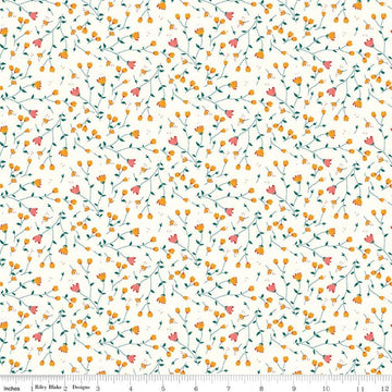 Image of Serendipity 2 Floral Cream quilting cotton fabric by Minki Kim for Riley Blake Designs. Features flowers on a cream background. Cute Little Fabric Shop.