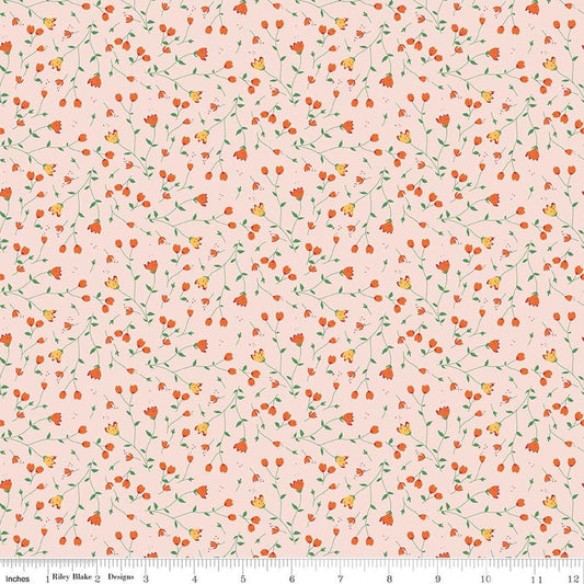 Image of Serendipity 2 Floral Blush quilting cotton fabric by Minki Kim for Riley Blake Designs. Features flowers on a pink background. Cute Little Fabric Shop.