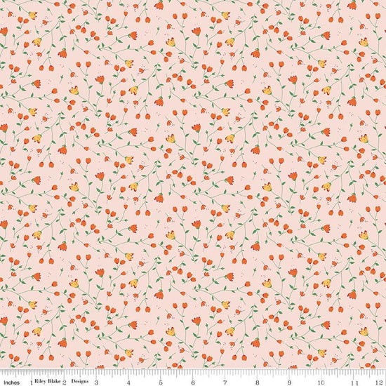 Image of Serendipity 2 Floral Blush quilting cotton fabric by Minki Kim for Riley Blake Designs. Features flowers on a pink background. Cute Little Fabric Shop.