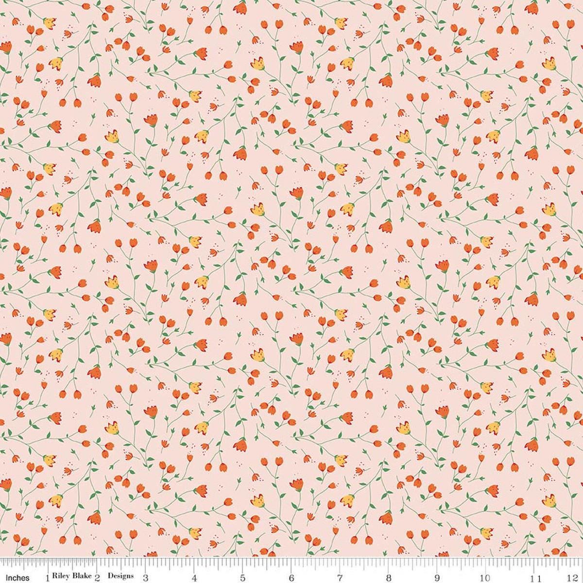 Image of Serendipity 2 Floral Blush quilting cotton fabric by Minki Kim for Riley Blake Designs. Features flowers on a pink background. Cute Little Fabric Shop.