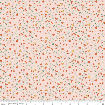 Image of Serendipity 2 Floral Blush quilting cotton fabric by Minki Kim for Riley Blake Designs. Features flowers on a pink background. Cute Little Fabric Shop.