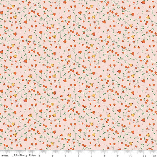 Image of Serendipity 2 Floral Blush quilting cotton fabric by Minki Kim for Riley Blake Designs. Features flowers on a pink background. Cute Little Fabric Shop.