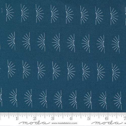 Fat Quarter End of Bolt - DEAL Nocturnal Crescent Moon 48336 Lake - Moda Fabrics - Geometric Turquoise - Quilting Cotton Fabric