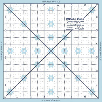 Lori Holt Cute Cuts Trim-It Ruler 7 1/2" x 7 1/2" STTI-21863 - Riley Blake Designs - Plastic Non-Slip 7.5" x 7.5"
